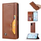For Huawei P40 Pro Knead Skin Texture Horizontal Flip Leather Case with Photo Frame & Holder & Card Slots & Wallet(Brown) - 1