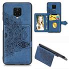 For Xiaomi Redmi Note 9S/Note 9 Pro/Note 9 Pro Max Mandala Embossed Magnetic Cloth PU + TPU + PC Case with Holder & Card Slots & Wallet & Photo Frame & Strap(Blue) - 1