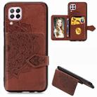 For Huawei P40 Lite/Nova 7i/Nova 6se Mandala Embossed Magnetic Cloth PU + TPU + PC Case with Holder & Card Slots & Wallet & Photo Frame & Strap(Brown) - 1