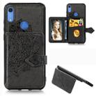 For Huawei Y6s (2019) Mandala Embossed Magnetic Cloth PU + TPU + PC Case with Holder & Card Slots & Wallet & Photo Frame & Strap(Black) - 1