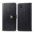 For Galaxy M31 Retro Solid Color Leather Buckle Phone Case with Lanyard & Photo Frame & Card Slot & Wallet & Stand Function(Black) - 1