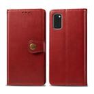 For Galaxy A41 Retro Solid Color Leather Buckle Phone Case with Lanyard & Photo Frame & Card Slot & Wallet & Stand Function(Red) - 1