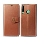 For Huawei Y7P Retro Solid Color Leather Buckle Phone Case with Lanyard & Photo Frame & Card Slot & Wallet & Stand Function(Brown) - 1