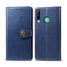 For Huawei Y7P Retro Solid Color Leather Buckle Phone Case with Lanyard & Photo Frame & Card Slot & Wallet & Stand Function(Blue) - 1