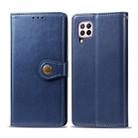 For Huawei P40 Lite/Nova 7i/Nova 6se Retro Solid Color Leather Buckle Phone Case with Lanyard & Photo Frame & Card Slot & Wallet & Stand Function(Blue) - 1