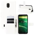 For Nokia C1 Litchi Texture Horizontal Flip Protective Case with Holder & Card Slots & Wallet(White) - 1