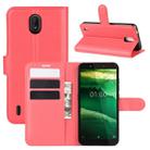 For Nokia C1 Litchi Texture Horizontal Flip Protective Case with Holder & Card Slots & Wallet(Red) - 1