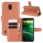 For Nokia C1 Litchi Texture Horizontal Flip Protective Case with Holder & Card Slots & Wallet(Brown) - 1