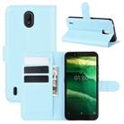 For Nokia C1 Litchi Texture Horizontal Flip Protective Case with Holder & Card Slots & Wallet(Blue) - 1