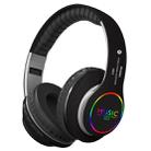 VJ033 Multi-function Upgrade Bluetooth 5.0 Headset Stereo Wireless LED Microphone FM Radio Headset(Black) - 1