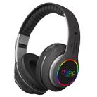 VJ033 Multi-function Upgrade Bluetooth 5.0 Headset Stereo Wireless LED Microphone FM Radio Headset(Gray) - 1