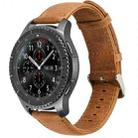 For Huami 1s/ Huami 2 / Ticwatch1 / Ticwatch Pro / Samsung Galaxy Watch 46mm / Samsung S3 / Huawei Watch 2 Pro / Huawei GT / Huawei Glory Magic First Layer Cowhide Crazy Horse Pattern Watch Band(Light Brown) - 1