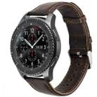 For Huami 1s/ Huami 2 / Ticwatch1 / Ticwatch Pro / Samsung Galaxy Watch 46mm / Samsung S3 / Huawei Watch 2 Pro / Huawei GT / Huawei Glory Magic First Layer Cowhide Crazy Horse Pattern Watch Band(Dark Brown) - 1