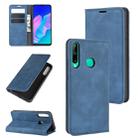 For Huawei P40 lite E Retro-skin Business Magnetic Suction Leather Case with Holder & Card Slots & Wallet(Dark Blue) - 1