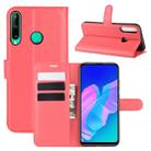 For Huawei P40 Lite E / Y7P Litchi Texture Horizontal Flip Protective Case with Holder & Card Slots & Wallet(Red) - 1