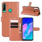 For Huawei P40 Lite E / Y7P Litchi Texture Horizontal Flip Protective Case with Holder & Card Slots & Wallet(Brown) - 1