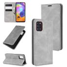 For Galaxy A31 Retro-skin Business Magnetic Suction Leather Case with Holder & Card Slots & Wallet(Grey) - 1