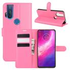 For Motorola One Hyper Litchi Texture Horizontal Flip Protective Case with Holder & Card Slots & Wallet(Rose red) - 1