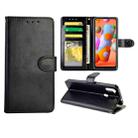 For Galaxy A11 Crazy Horse Texture Leather Horizontal Flip Protective Case with Holder & Card Slots & Wallet & Photo Frame(black) - 1