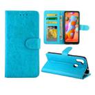 For Galaxy A11 Crazy Horse Texture Leather Horizontal Flip Protective Case with Holder & Card Slots & Wallet & Photo Frame(baby Blue) - 1