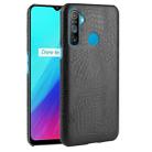 For OPPO Realme C3 with Fingerprint Hole Shockproof Crocodile Texture PC + PU Case(Black) - 1