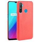 For OPPO Realme C3 with Fingerprint Hole Shockproof Crocodile Texture PC + PU Case(Red) - 1
