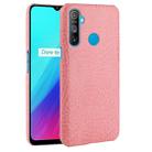 For OPPO Realme C3 with Fingerprint Hole Shockproof Crocodile Texture PC + PU Case(Pink) - 1