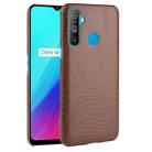 For OPPO Realme C3 with Fingerprint Hole Shockproof Crocodile Texture PC + PU Case(Brown) - 1