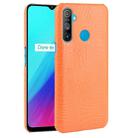 For OPPO Realme C3 with Fingerprint Hole Shockproof Crocodile Texture PC + PU Case(Orange) - 1