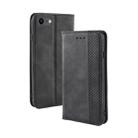 For iPhone SE 2022 / SE 2020 Magnetic Buckle Retro Crazy Horse Texture Horizontal Flip Leather Case with Holder & Card Slots & Photo Frame(Black) - 1