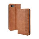 For iPhone SE 2022 / SE 2020 Magnetic Buckle Retro Crazy Horse Texture Horizontal Flip Leather Case with Holder & Card Slots & Photo Frame(Brown) - 1