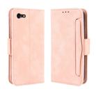 For iPhone SE 2022 / SE 2020 Wallet Style Skin Feel Calf Pattern Leather Case ，with Separate Card Slot(Pink) - 1