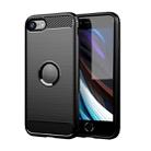 For  iPhone SE 2022 / SE 2020 Brushed Texture Carbon Fiber TPU Case(Black) - 1