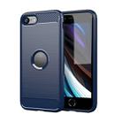 For  iPhone SE 2022 / SE 2020 Brushed Texture Carbon Fiber TPU Case(Navy Blue) - 1