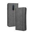 For OnePlus 8 Magnetic Buckle Retro Crazy Horse Texture Horizontal Flip Leather Case  , with Holder & Card Slots & Photo Frame(Black) - 1
