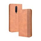 For OnePlus 8 Magnetic Buckle Retro Crazy Horse Texture Horizontal Flip Leather Case  , with Holder & Card Slots & Photo Frame(Brown) - 1