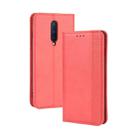 For OnePlus 8 Magnetic Buckle Retro Crazy Horse Texture Horizontal Flip Leather Case  , with Holder & Card Slots & Photo Frame(Red) - 1