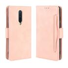 For OnePlus 8 Wallet Style Skin Feel Calf Pattern Leather Case with Separate Card Slot(Pink) - 1