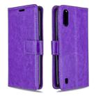 For Galaxy A01 Crazy Horse Texture Horizontal Flip Leather Case with Holder & Card Slots & Wallet & Photo Frame(purple) - 1