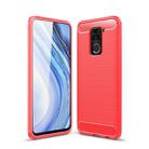 For Xiaomi Redmi Note 9 Brushed Texture Carbon Fiber TPU Case(Red) - 1