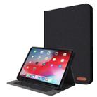 For iPad Pro 11(2020) Horizontal Flip TPU + Fabric PU Leather Protective Tablet Case with Name Card Clip(Black) - 1