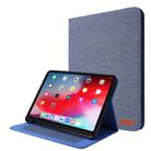 For iPad Pro 11(2020) Horizontal Flip TPU + Fabric PU Leather Protective Tablet Case with Name Card Clip(Deep Blue) - 1