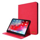 For iPad Pro 11(2020) Horizontal Flip TPU + Fabric PU Leather Protective Tablet Case with Name Card Clip(Red) - 1