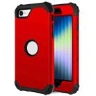 For iPhone SE 2022 / SE 2020 Silicone + PC Three-piece Anti-drop Mobile Phone Protection Back Cover(Red) - 1