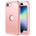 For iPhone SE 2022 / SE 2020 Silicone + PC Three-piece Anti-drop Mobile Phone Protection Back Cover(Rose Gold) - 1