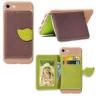 For iPhone SE 2022 / SE 2020 Leaf Buckle Litchi Texture Card Holder PU + TPU Case with Card Slot & Wallet & Holder & Photo Frame(Brown) - 1