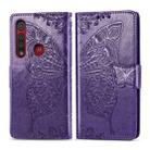 For Moto G8 Play  Butterfly Love Flower Embossed Horizontal Flip Leather Case with Bracket / Card Slot / Wallet / Lanyard(Dark Purple) - 1