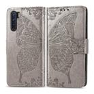 For OPPO F15/A91 Butterfly Love Flower Embossed Horizontal Flip Leather Case with Bracket / Card Slot / Wallet / Lanyard(Gray) - 1