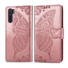 For OPPO F15/A91 Butterfly Love Flower Embossed Horizontal Flip Leather Case with Bracket / Card Slot / Wallet / Lanyard(Rose Gold) - 1