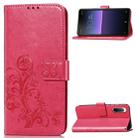 For Sony Xperia 10 II Four-leaf Clasp Embossed Buckle Mobile Phone Protection Leather Case with Lanyard & Card Slot & Wallet & Bracket Function(Magenta) - 1